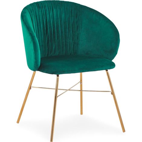 Chaise Smart Velours Vert Pieds Or