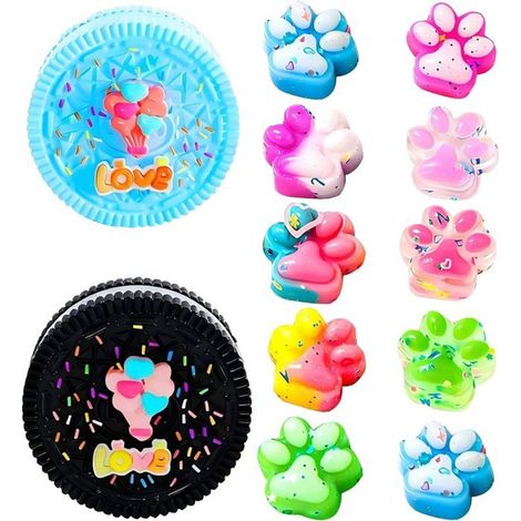 2 Pcs Squishy et 10 Pcs Squishy Patte de Chat,Anti Stress Enfant,Biscuit Stress Relief Toy pour Enfants Adultes,pour Maison, Bureau (1/4)