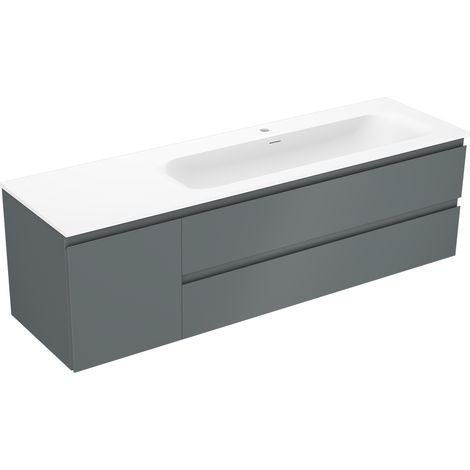 Mexen Orio meuble de salle de bain 160 cm avec lavabo Vela droit, 2S, 1D, graphite mat/blanc mat - 91A13-16047-3-BBFFF66-W23P01 (1/5)