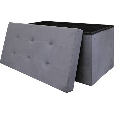 The Home Deco Factor Panca portaoggetti Pieghevole con Coperchio Rimovibile, Design Moderno e Funzionale per Soggiorno o Camera da Letto, Dimensioni 76,50x37,50 cm, Grigio (1/4)