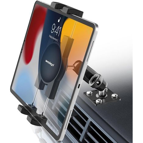 Support Tablette Tableau de Bord Voiture avec Base de Perçage, Support Tablette pour Véhicule Camion Caravan pour Mini Air Pro, Téléphones, 4–13" Convient pour Fixation Mural (1/5)