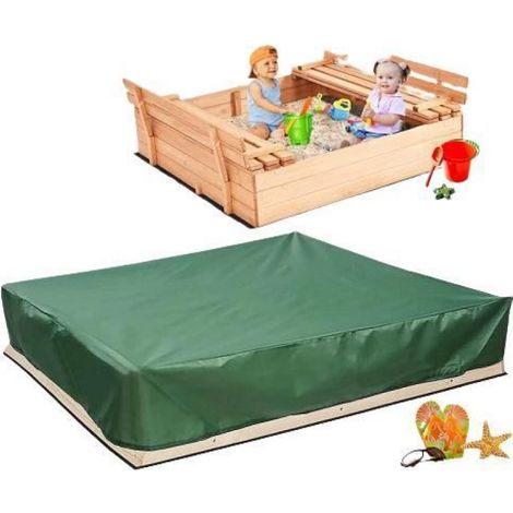 Bâche de Protection - - Bac à Sable - Tissu Oxford - Vert - Avec Cordon de Serrage (1/4)
