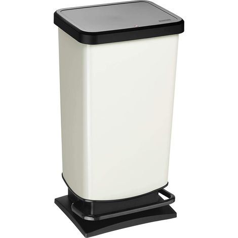 Rotho Paso Pattumiera 40l con Pedale e Coperchio, Plastica PP senza BPA, Bianco, 35.3 x 29.5 x 67.6 cm (1/5)