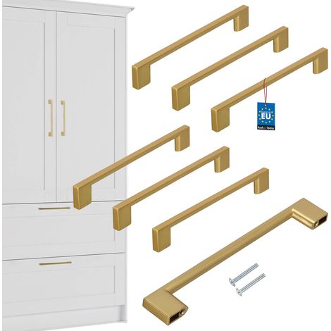 Tirador para muebles de cocina KOTARBAU® Clásico Moderno Oblongo Largo Oro Mate 190 MM Espacio entre 160 MM Juego de 6