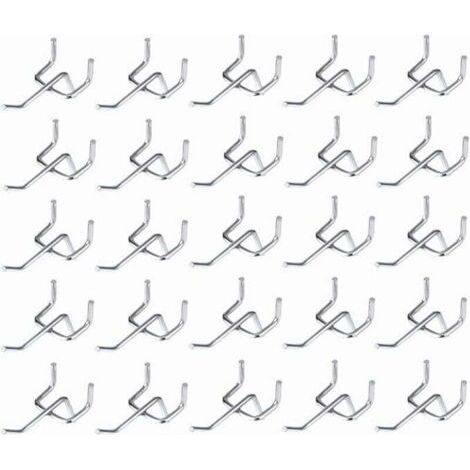 50pcs Crochets pour Panneaux Perforés, Espacement des Trous de 25 mm Épaisseur 32 mm Longueur 50 mm Crochets Muraux Garage Cr (1/4)