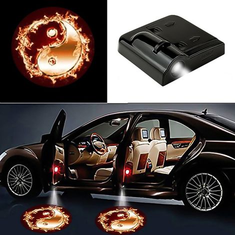 (tai ji)1 projecteur laser LED universel de bienvenue pour porte, avec logo et veilleuse fantôme, sans fil, pour voiture. Accessoires auto, éclairage pour véhicules. (1/5)