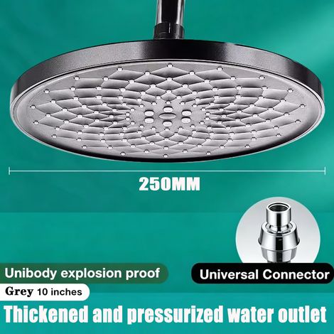 (Douche Grey-C Top) Ensemble de douche de plafond à grand panneau de 25 cm (10 pouces) avec pommeau de douche haute pression et jet puissant, 3 modes, effet pluie, ABS. (1/5)