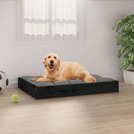 vidaXL Lit pour chien Noir 71,5x54x9 cm Bois de pin solide (1/5)