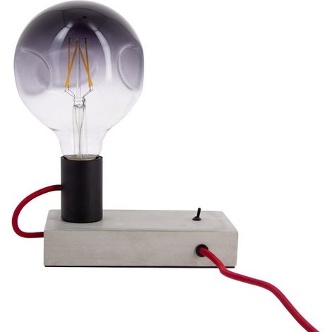 Xanlite - Lampe à poser FOCO (style industrielle) en béton & fil rouge, culot E27 - XDLAPFOCOCR (1/6)