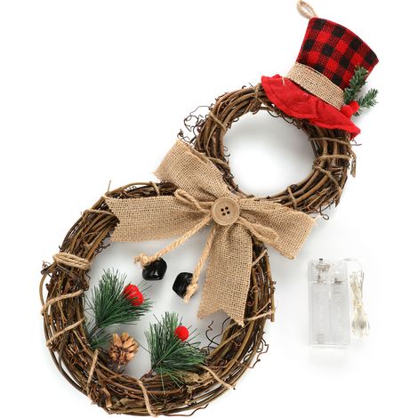 Weihnachtskranz-Wand- und Türdekoration, LED-Girlande zum Aufhängen, Stoff, 30 x 24 cm, 40 x 20 cm, 1 Stück (1/5)