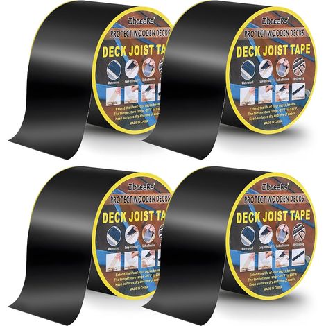Butyl Decking Tape, Decking Wood Flashing Tape, Decking Protection Tape, Wood Protection Tape (4 Rolls, 8cm x 15m) (1/5)