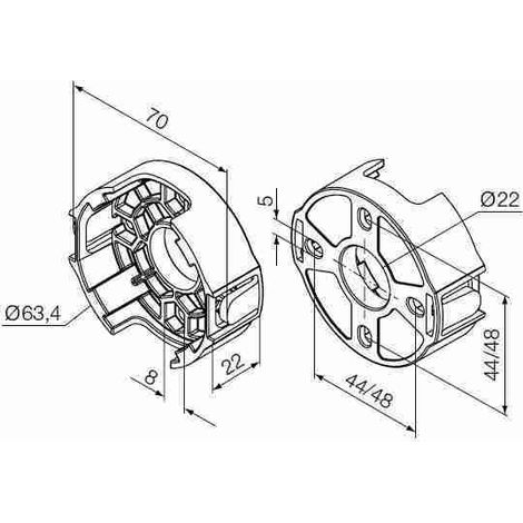 Nice 535.10013 - Supporto compatto in plastica, ad esagono incassato a interasse 44/48 mm