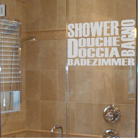 Film Fenêtre Anti Regard Occultant - DOUCHE MULTILINGUE - Stickers Autocollant Brise-Vue pour Vitre & Porte de Douche - 55x80cm (1/3)