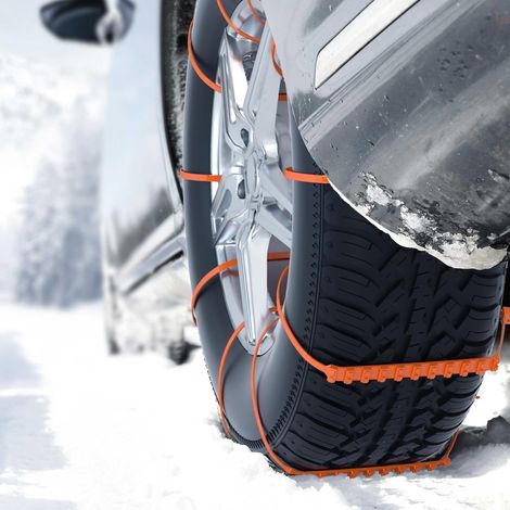 Juego de 10 cadenas para nieve de coche, reutilizables, para neumáticos de invierno, para conducir en carreteras embarradas, aptas para coches, todoterrenos, camionetas y camiones. (1/4)