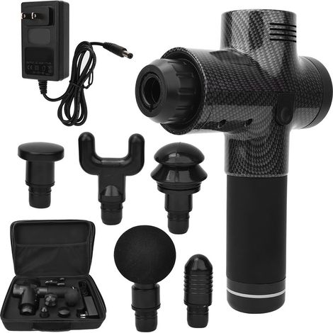 Kit de massage musculaire professionnel pistolet électrique vibrant 100-240V à grain carbone écran LCD pour relaxation fasciale et physiothérapie (1/5)