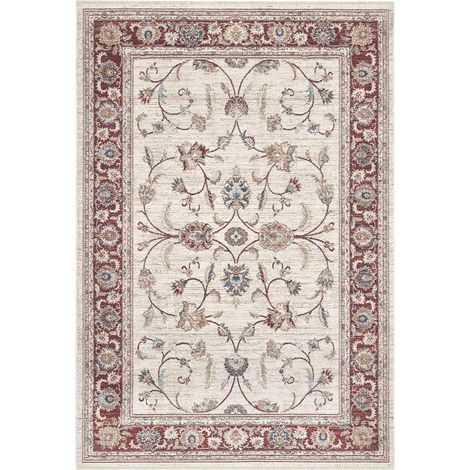 Parure Tappeti orientali MURCIA K7051-E22727 (1 pezzo cm.80x160 + 2 pezzi cm.60x133) motivo persiano stile classico tradizionale colore crema rosso per scendiletto camera matrimoniale (1/3)