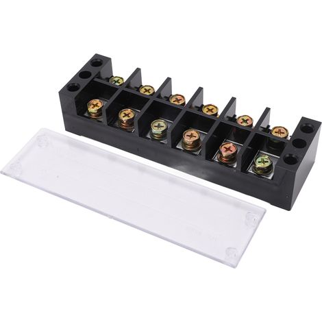 Bornier 100A à double rangée, bloc de barrière pour fil à courant élevé, avec couvercle transparent pour éclairage de pont, 6 positions (1006) (1/5)