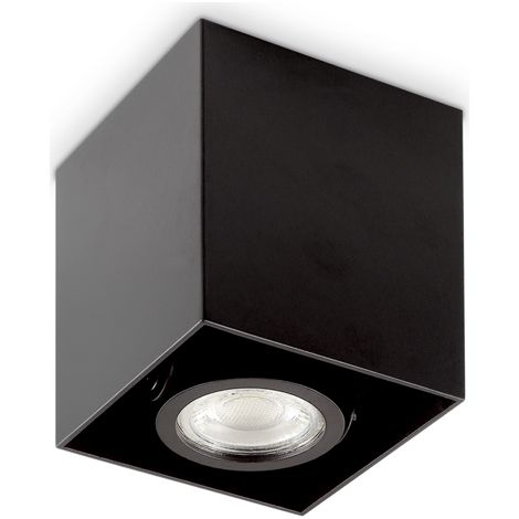 Plafoniera Moderna Mood Square Alluminio Nero 1 Luce Gu10 7W 3000K D9Cm (1/2)