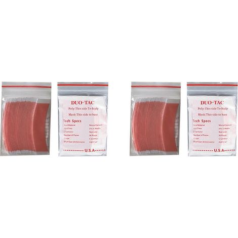 144 bandes adhésives double face Duo Tac à forte tenue pour toupets et perruques à dentelle, forme C (1/4)