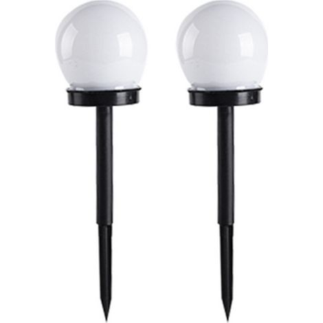 Juego de 2 lámparas LED redondas con energía solar para jardín o césped, con control de luz inductivo, ignífugas e impermeables. (1/5)