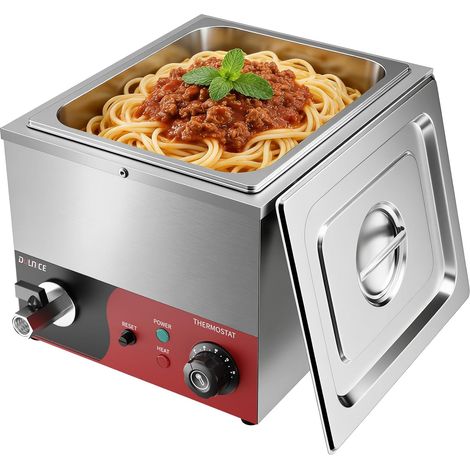 Bain Marie électrique GN 1/2 Inoxydable avec Réinitialisation, 600W  Buffets Chauffe-Plats Electrique avec Température 30 à 85℃, Robinet de vidange, pour Restauration (1/5)