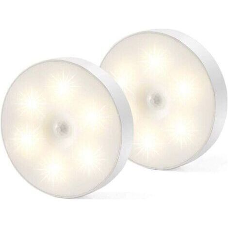 Veilleuse Led, Magntique lampe detecteur de mouvement interieur avec tampons adhsifs gratuits, Coller n\'importe o, Capteur sans fil USB rechargeable Blanc chaud Paquet de 2 (Auto-4000K) (1/4)