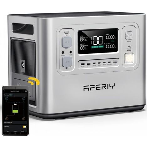 Tragbares Stromaggregat - AFERIY - 2400W/2048Wh - Schnellladung 1,5h - Steuerung über App - EU-Steckdose 220-240V