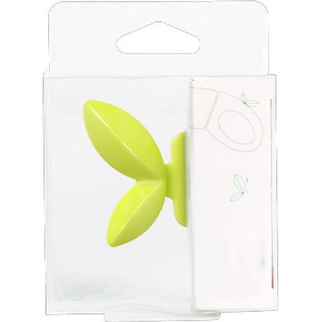 Rehausseur de siège de toilette avec revêtement en feuille verte, poignée de levage, motif dessin animé, adhésif, installation facile, en plastique, accessoire de salle de bain durable. (1/5)
