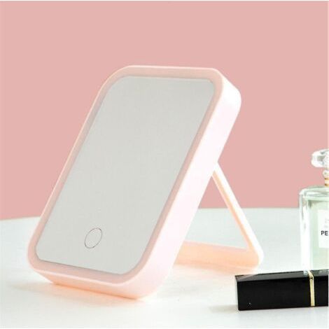 Miroirs de maquillage à LED avec luminosité réglable et rechargeable, outil de beauté tactile, miroirs de maquillage, rose (1/4)