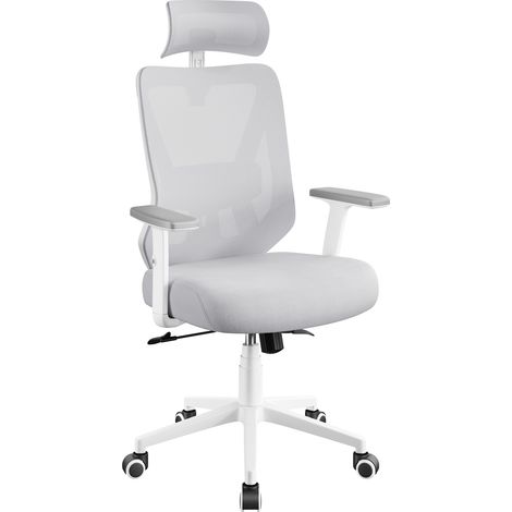 Yaheetech Poltrona/Sedia Ufficio Bloccabile Ergonomica Lombare Ruote (Bianco/Grigio) (1/5)