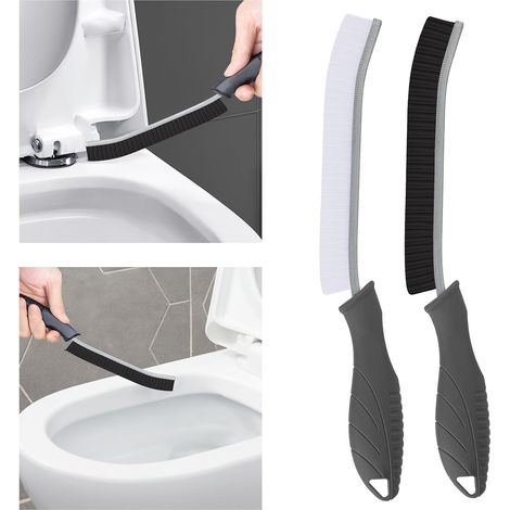 Brosse Toilettes WC - Brosses de Nettoyage à Poils Durs, Brosse Joint Carrelage Montage Mural, Outil de Nettoyage pour Évier de Cuisine, Baignoires (2, Gris) (1/5)