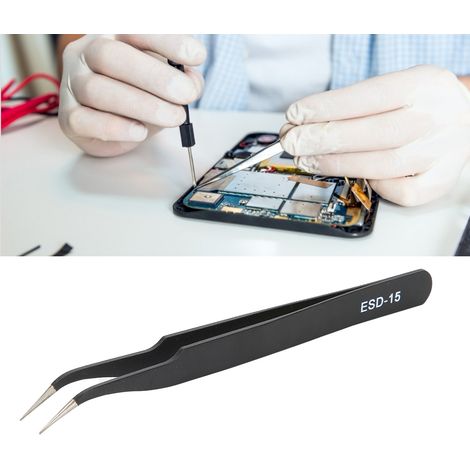 2PCS Pince de Précision Anti-Statique ESD-15 en Acier Inoxydable, Outils de Réparation Électronique (1/5)