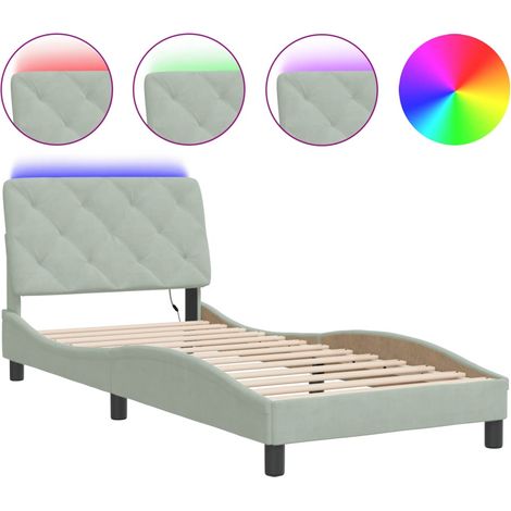 Maison Exclusive - Bettgestell mit LED ohne Matratze Hellgrau 80x