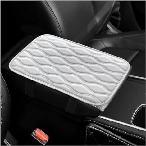 Ohleats Coussin de console centrale de voiture en cuir imperméable, confortable pour accoudoir de voiture, 31,8 x 18,8 cm, accessoires de voiture universels (blanc) (1/5)