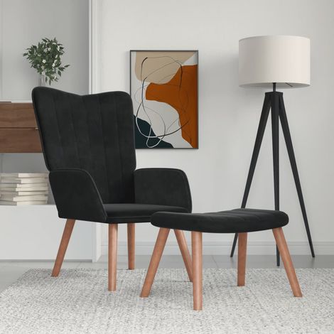 Relaxsessel mit Hocker Schwarz Samt CFW980429 (1/5)