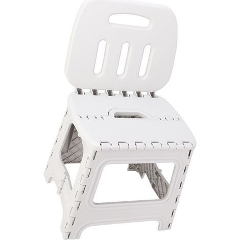Marchepied pliant polypropylène renforcé transportable compact pour enfant avec poignée plein air camping pêche pique-nique gris L (1/5)