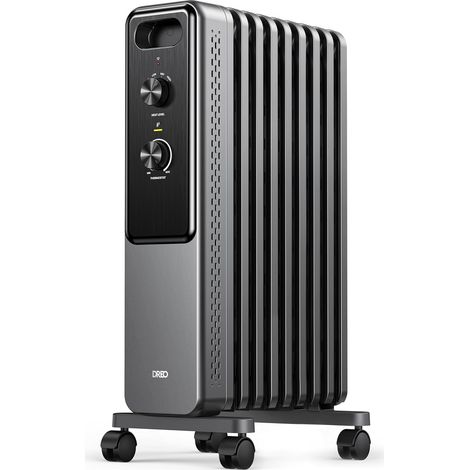 Radiateur à huile 2000W avec 9 ailettes, chauffage électrique silencieux pour chambre, thermostat réglable, protection surchauffe et basculement, sécurité enfant et mode économie d’énergie (1/5)