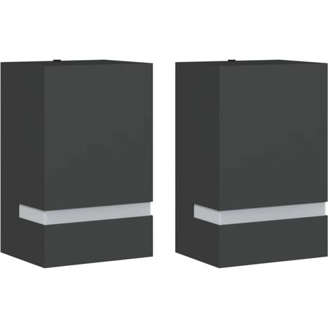 Lot de 2 appliques murales d'extérieur 9,5 x 7,5 x 15 cm étanche design moderne en acier inoxydable noir
