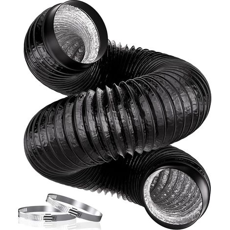 HG Power Tuyau d'évacuation d'air 150 mm, tuyau en aluminium PVC de 3 m, avec 2 colliers de serrage pour hotte aspirante, ventilateur, sèche-linge, extracteur, noir (1/5)