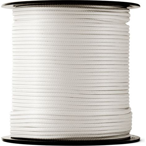 SNURO Corde Nylon Tressée (1mm, 500M, blanc)- Corde de maçon robuste avec un matériau en nylon solide- Résistance à la Rupture 30kg