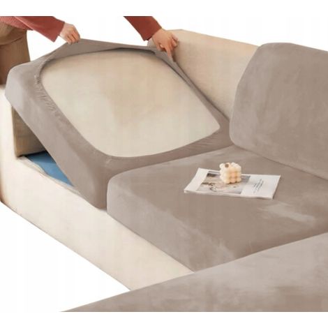 COPRIDIVANO SEDUTA BEIGE CAPPUCCINO VELLUTO 95-135 [52W-CP] (1/5)