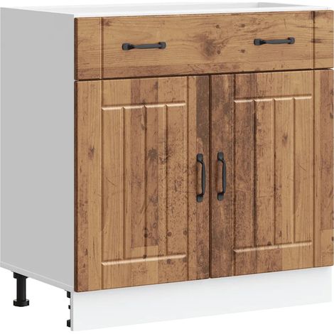 Moderno mobiletto da cucina con spazio portaoggetti 80 x 46 x 81,5 cm in legno multistrato legno vecchio 020050100