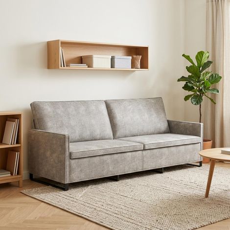 vidaXL Sofá de 3 plazas Gris Claro 220 x 81 x 82 cm (1/5)