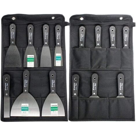 Couteaux à Enduire Jeu de Spatules en Acier Ensemble de Couteaux à Mastic Lot de 7 pièces Avec Sac De Rangement Grattoir Mural Poignée En Plastique Antidérapant (1/5)