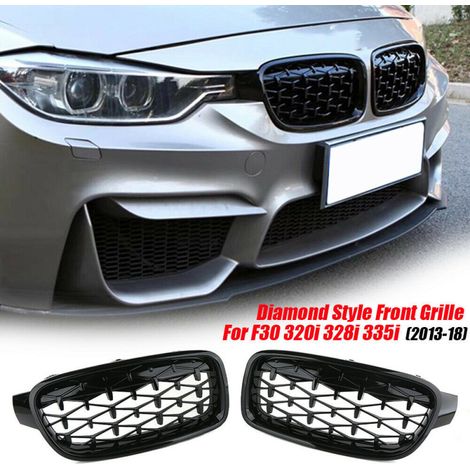 Nieren-Kühlergrills für BMW 3er-Reihe 2012–2018 F30/F31, Diamond-Style, Schwarz Hochglanz