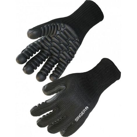 Gants Anti-Vibration Polyester/Nylon Paume Caoutchouc - Norme EN ISO 10819 - T10 - Lot de 5 - Marteau-Piqueur Meuleuse