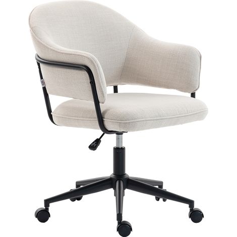 Ergonomischer Bürostuhl in Creme, höhenverstellbar, 360° drehbar, 63 x 65 x 83–92 cm