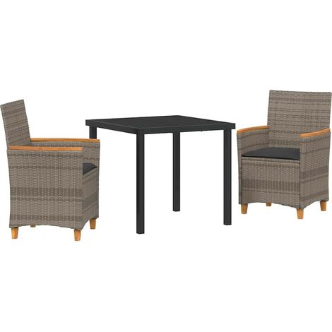 Ensemble de salle à manger pour jardin 3 pcs Mobilier de jardin Gris polyrotin (1/5)