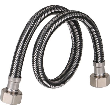 Backform-Sets, Hochdruck-Wasserzulaufschlauch, geflochtenes Nylonmetall mit Aluminiumdraht, explosionsgeschützter 4-Punkt-Heiß- und Kaltwasserhahn (schwarzer Aluminiumdraht, 30 cm)