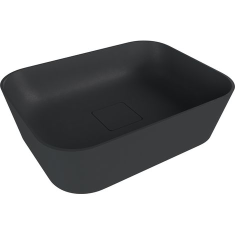 Polysan Banera - Vasque à poser 50x35 cm, sans trop-plein, sans trou de robinetterie, anthracite mat 14596.51 (1/4)